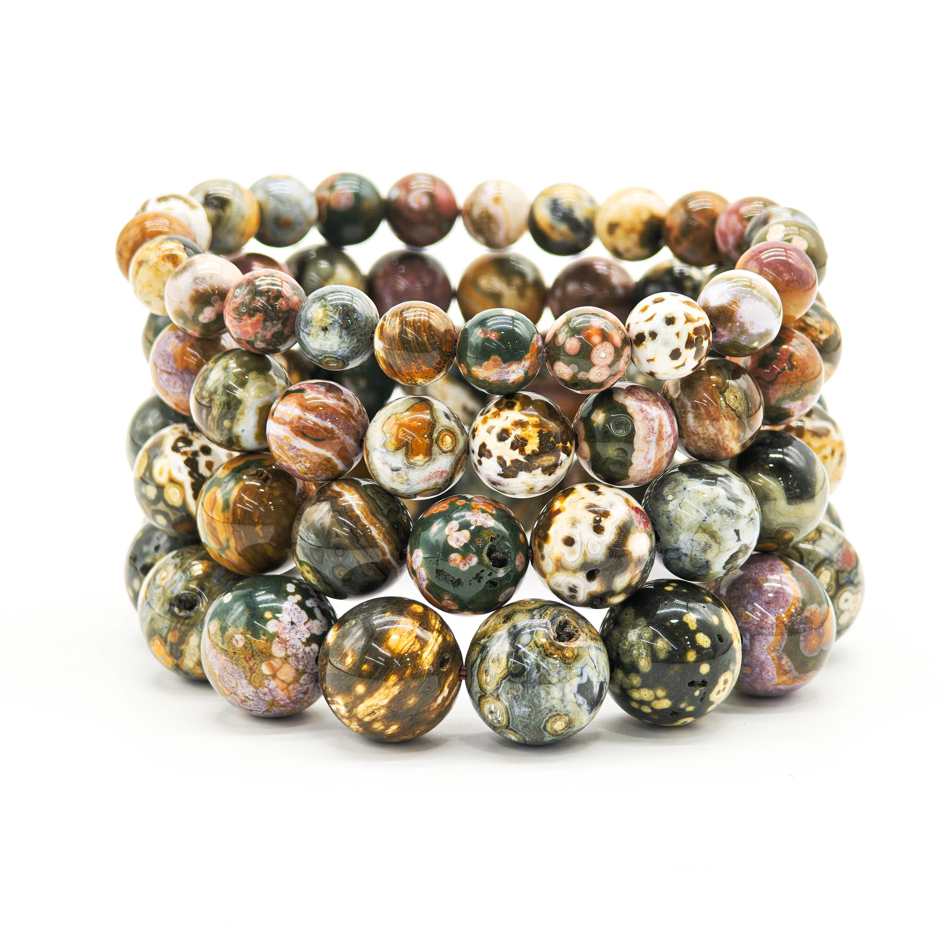 Stunning Supreme Ocean Jasper Bracelet, 6/8/10/12mm Beads, Boosting Your Beauty and Poise, Inviting Love and Fortune