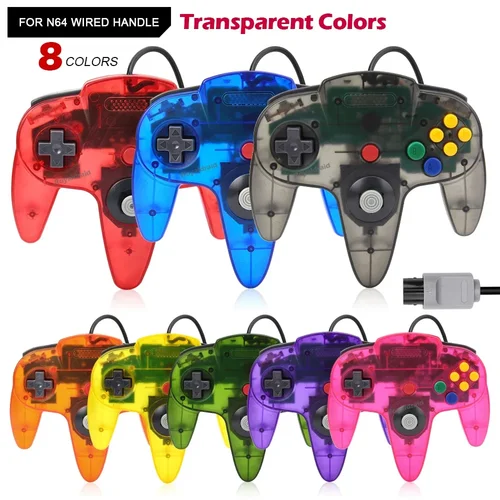 Mando con cable de 8 colores para consola N64, Control Joypad para mando clásico N64, consola de juegos Retro, accesorios para mando