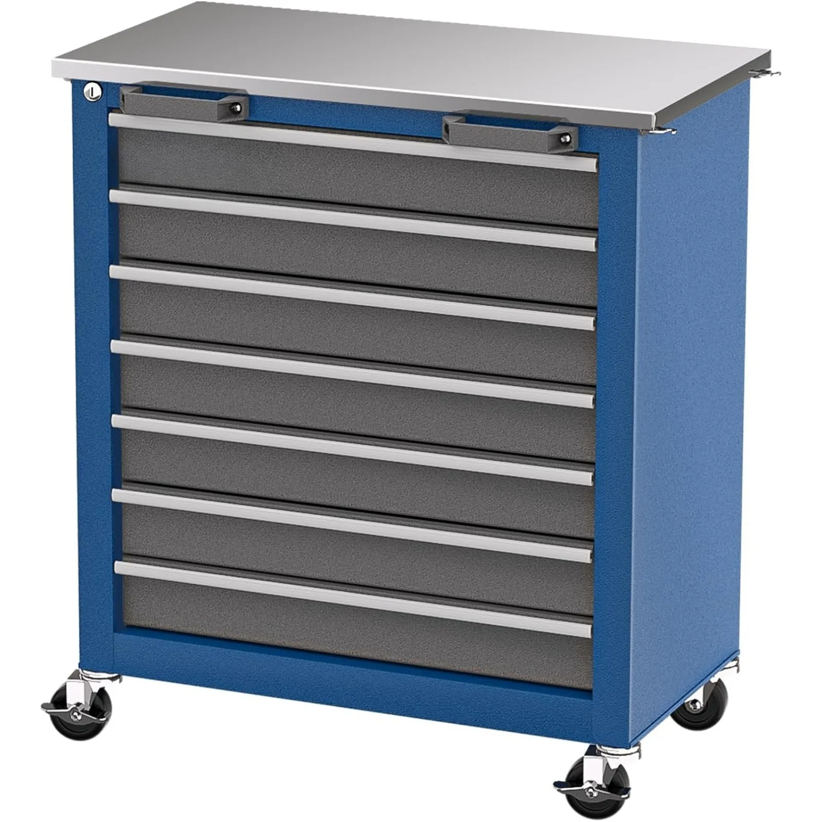 

US 7-Drawer Rolling Tool Chest with Key Locking System,Tool Chest with 360° Lockable Wheels and Four Padded Feet,can be