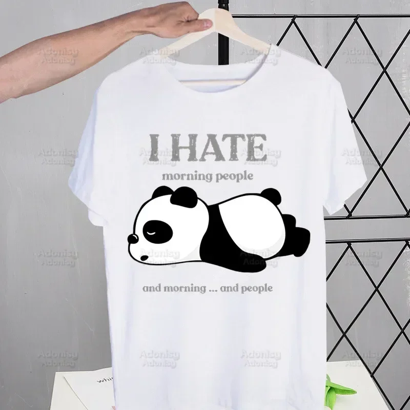 

Panda I'm Not Lazy I Just Enjoy Doing Nothing Harajuku Men's tshirt Printed Unisex Short Sleeve T shirt Cool Cartoon Casual