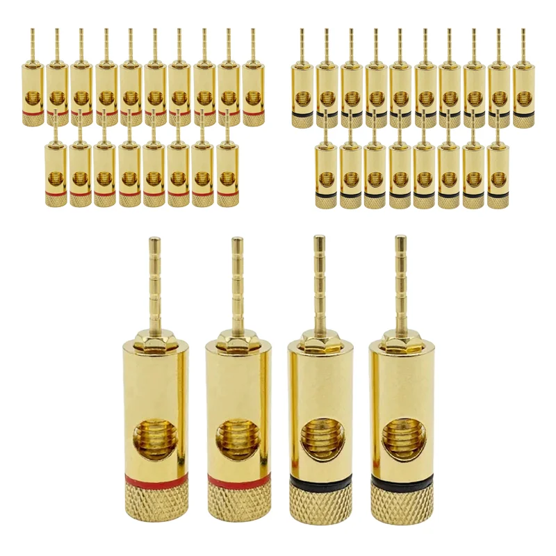

8/40/200Pcs 2mm Copper Gold-Plated Pin Banana Plug Adapter Straight Pin Banana Terminals Speaker Plugs Wiring Connector