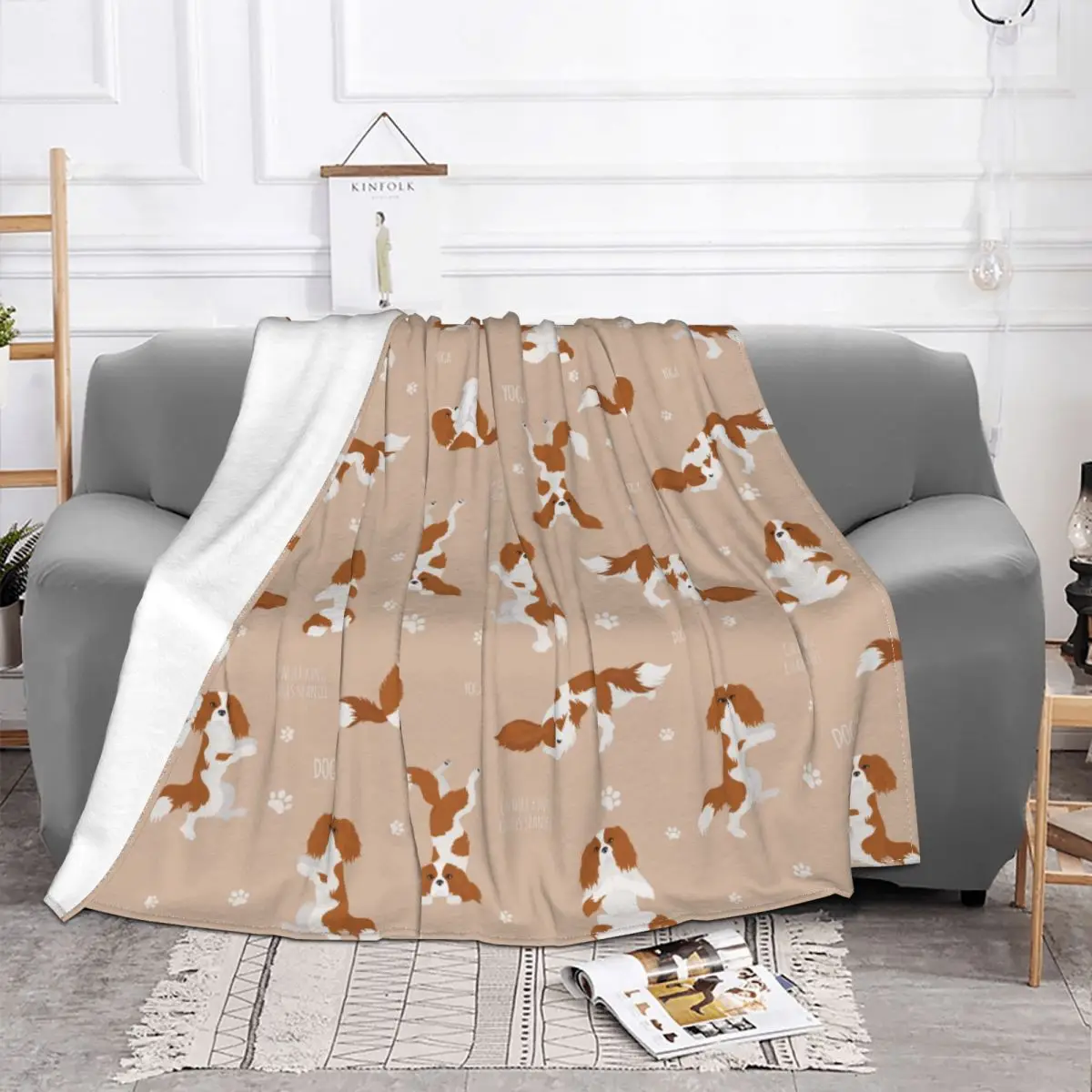 Cavalier King Charles Spaniel Blanket Flannel Autumn/Winter Animal Dog Lover Soft Throw Blanket for Bed Outdoor Bedding Throws