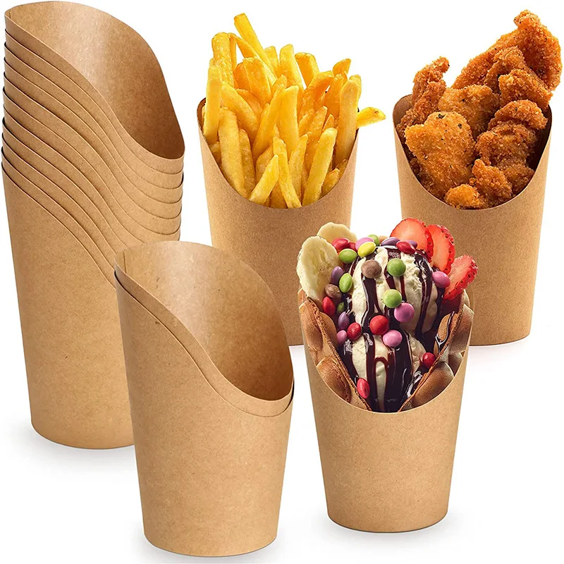 Customized productDisposable food container packaging carton french fries holder newspaper paper tube take away food container 1