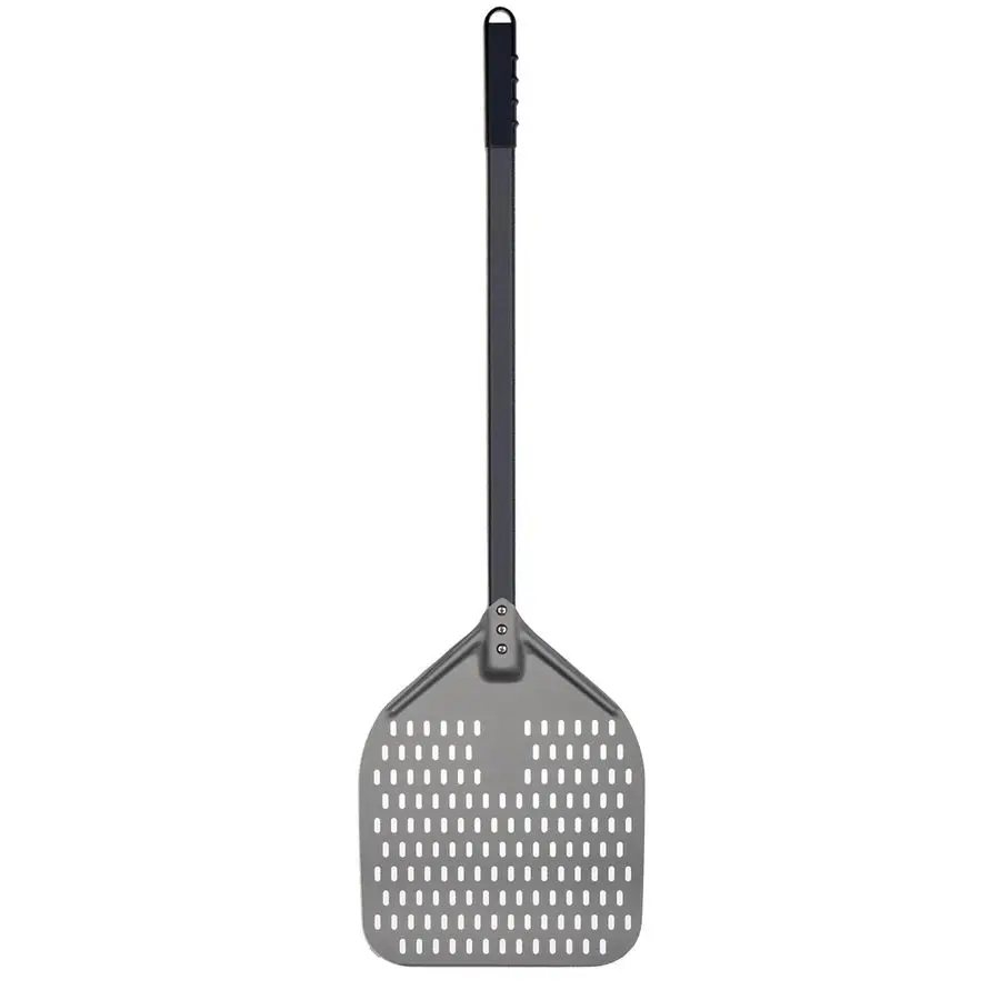 

12x 15 Perforated Pizza Peel 47 Inch overall, Rectangular Aluminum Pizza Turning Peel with Extended Silcone Handle For Baking Pi