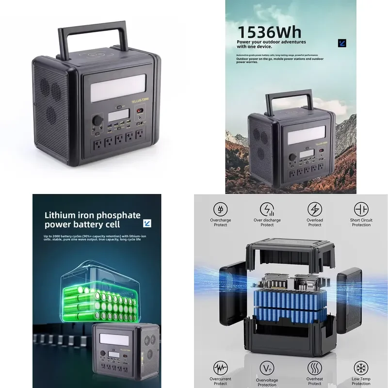 Portable Solar Panel MPPT Controller Pure Sine Wave Inverter Car Emergency Starter Home Camping Outdoor Emergency Power