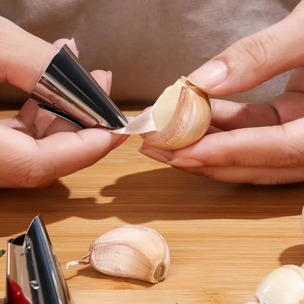 Stainless Steel Peeler for Peeling Beans, Chestnuts, Nuts, Finger Protector Bean Sheller and Peeler Kitchen Tool 1 / 5Pcs