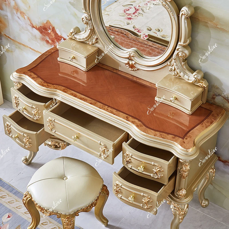 European style solid wood bedroom small apartment high-end luxury princess dressing table