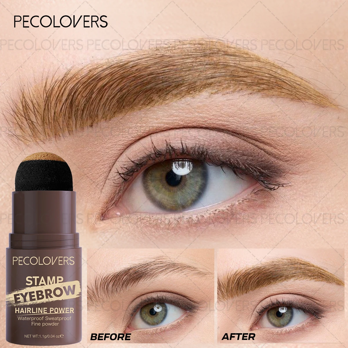 Puder do modelowania brwi odporny na pot, łatwe i naturalne nakładanie, odpowiedni dla wszystkich jasnych beżowych odcieni