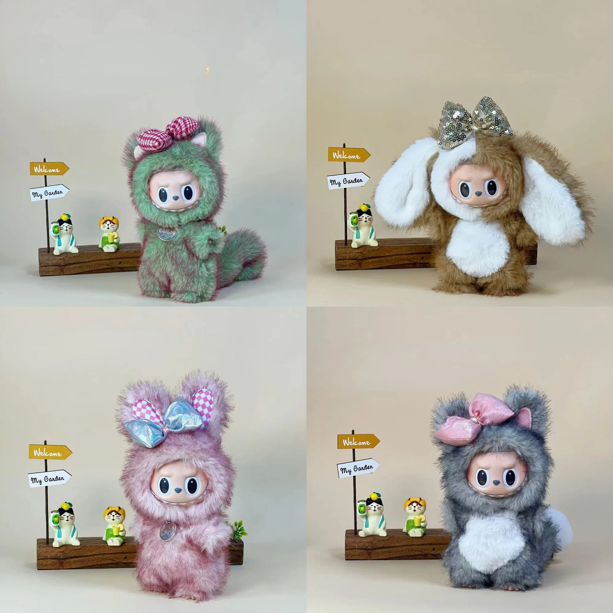

Clothes for Labubu Animal Theme Plush Outfit Set Cute Foxy Floppy Ear Dog Bunny Gray Cat Costume for Vinyl Doll Clothing Change