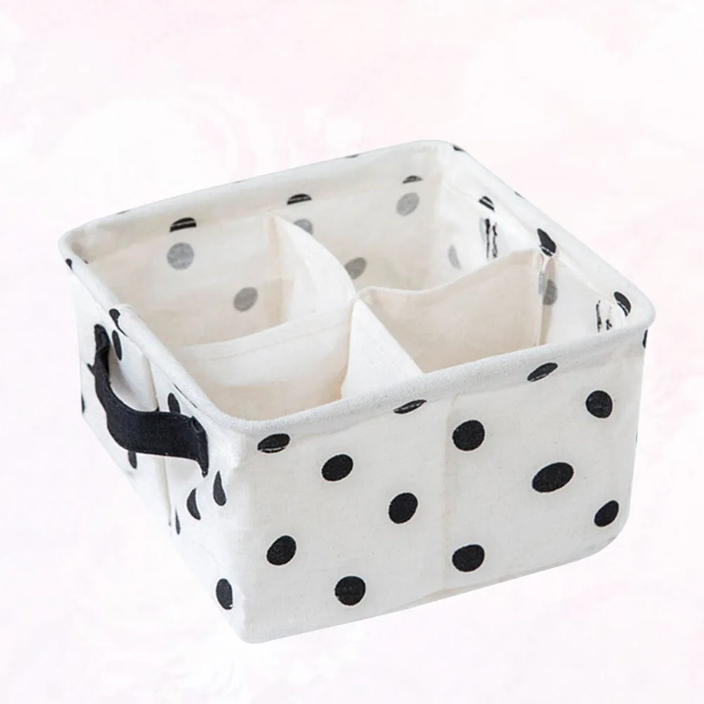 

4 Compartment Waterproof Underwear Storage Box Cotton Fabric Drawer Organizer for Socks Bras Hosiery Ties Scarves Gloves