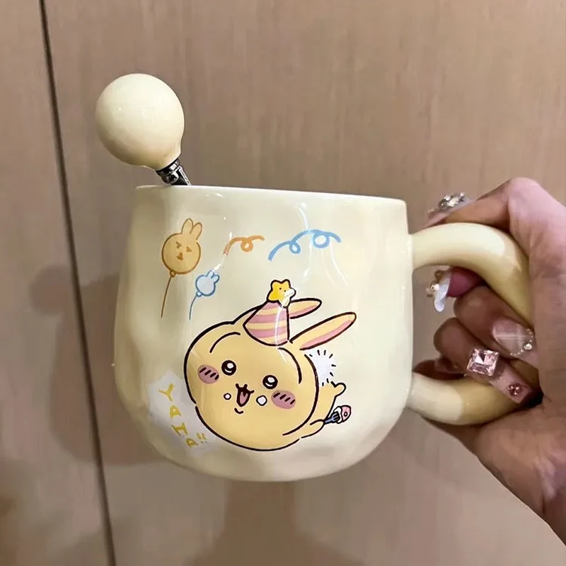 Taza de té Kawaii Miniso Chiikawa Usagi Anime Cute Girl, taza de agua de alta belleza con tapa, caja de regalo, mejor amigo, regalo de cumpleaños