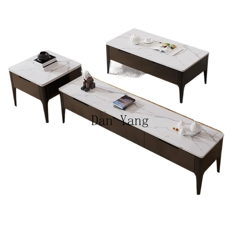 

LAB retro style coffee table combination living room household small apartment storage round coffee table