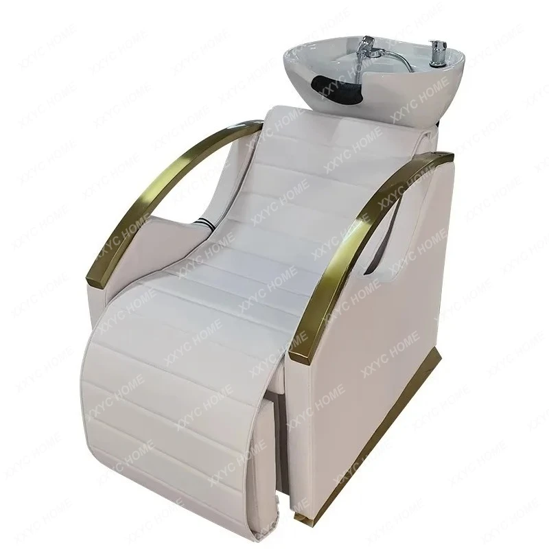 

Electric Lifting Barber Shop Shampoo Bed High-end Ceramic Basin Half-lying Flush Bed