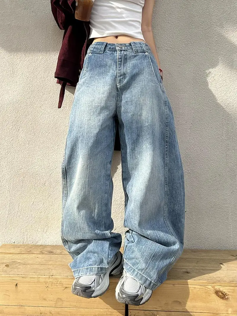 

Мужские джинсы в стиле ретро American Street Sle Light Wa, свободного кроя, с дизайном «изогнутый нож», универсальные повседневные брюки прямого кроя