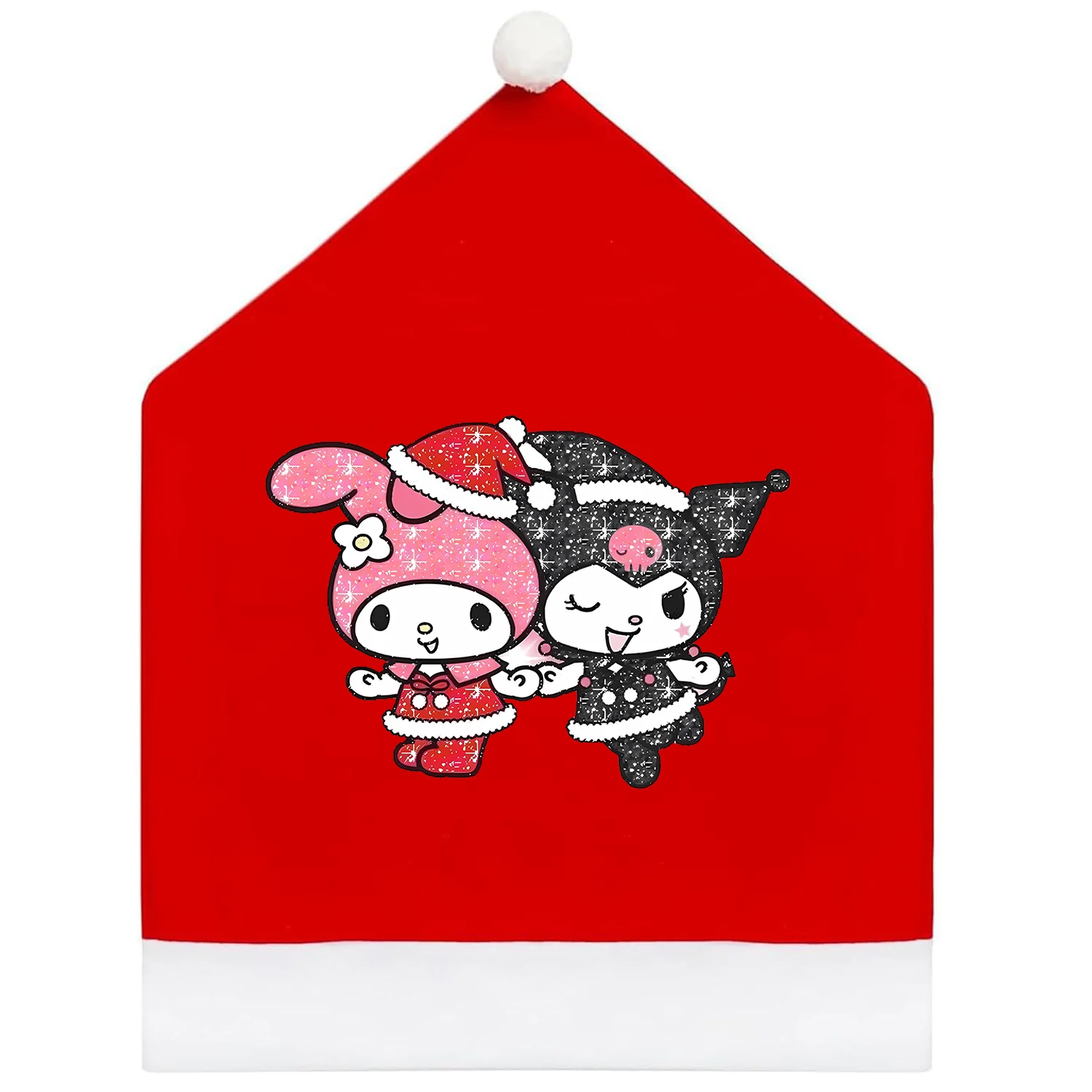 مرحبا كيتي عيد الميلاد قبعة كرسي يغطي المهرجانات الكرتون ديكور المنزل غرفة المعيشة الجديدة عيد الميلاد زخرفة مسند الظهر حالة الاطفال هدية