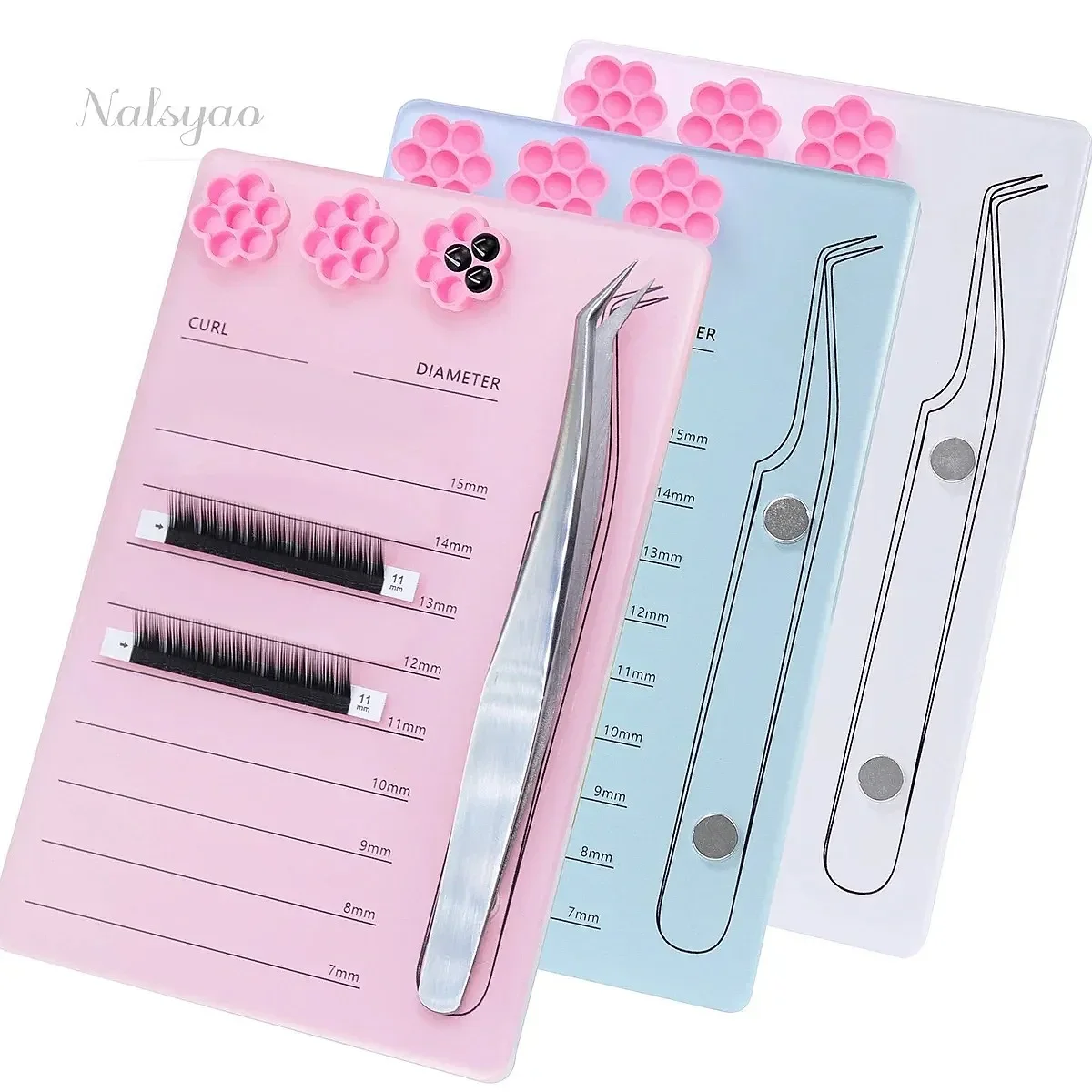 Magnetic Acrylic Eyelash Extension Scale Holder with Glue Pallet Cup Lash Board False Eyelashes Pad Makeup Tools