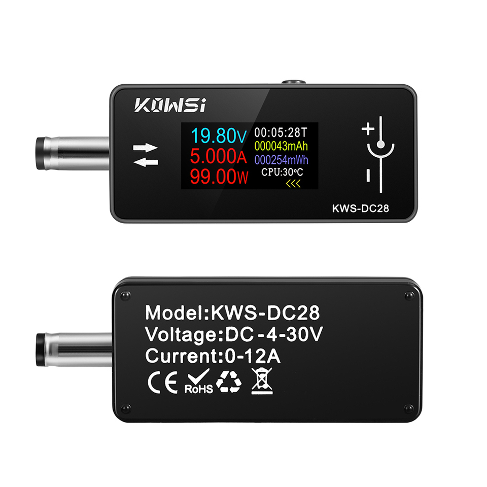  KWS-DC28 0.96 inch TFT HD Digital Display DC Voltage Ammeter Power Meter Cell Phone Charging Tester Detector Electrician Tool