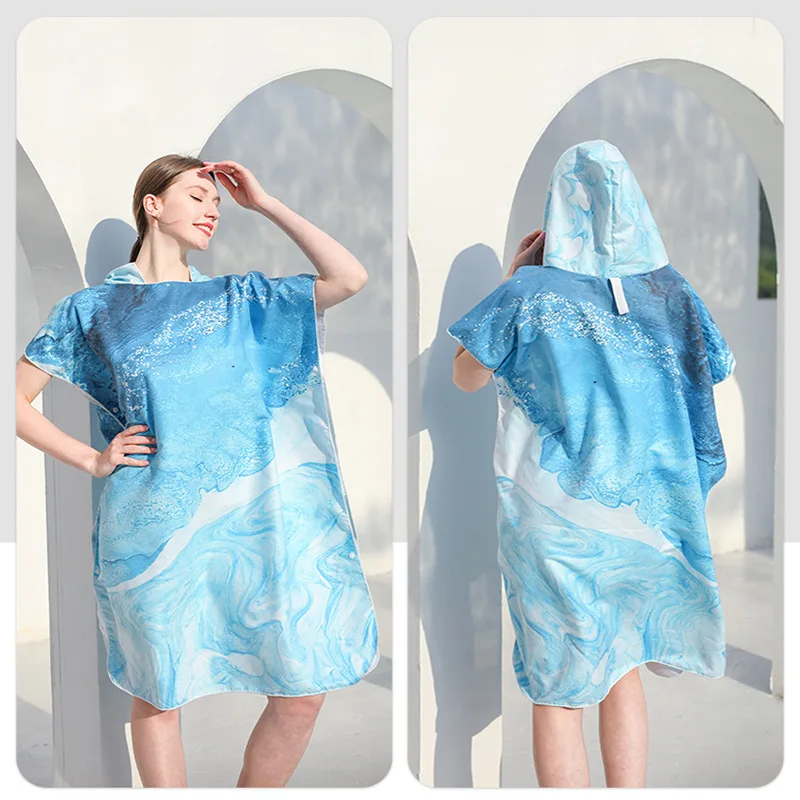تصفح المعطف منشفة ستوكات تصفح المعطف مقنعين تغيير روب استحمام سريعة الجافة بركة السباحة منشفة الشاطئ مع غطاء محرك السيارة بذلة