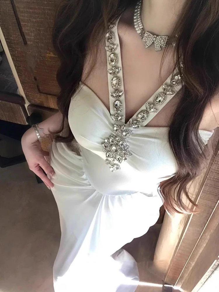 RORORIRI 쉬어 메쉬 스티치 레이스 다이아몬드 탱크 드레스 여성 오프 숄더 플리츠 슬림 Bodycon 인어 롱 드레스 섹시한 파티 의류