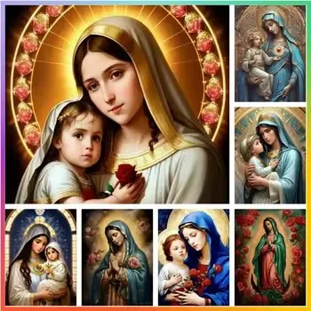 2026 New Virgin Mary Prays J Crafts Artificial Embroidery Stitch Mosaic Art 5d Diamond Painting Kids Handcraft Gift Garden