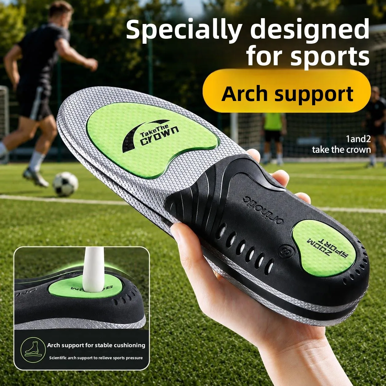 Men's Arch Support Shoe Inserts High Arch Cushioning Shock Absorption Professional Flat Foot Correction Long Time Standing No...