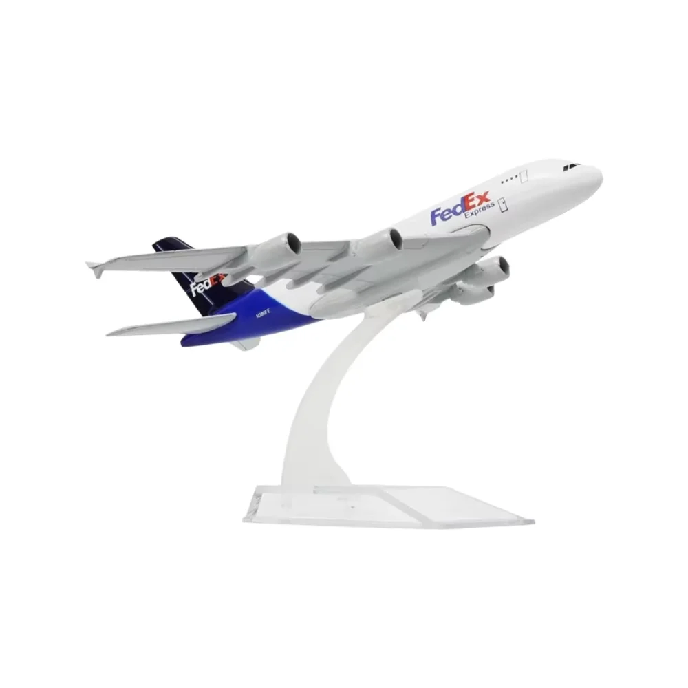 16cm 1/400 Scale Fedex A380 Diecast Metal Airplane Model Kit with Stand Adult Aviation Enthusiasts Gift Or Collection Display