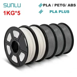 SUNLU 5KG 3D Filament PLA/PLA PLUS/PETG/ABS Filamnet 1.75mm 5Roll 1KG Neatly Wound 3D Printer Filament for 3D Printer