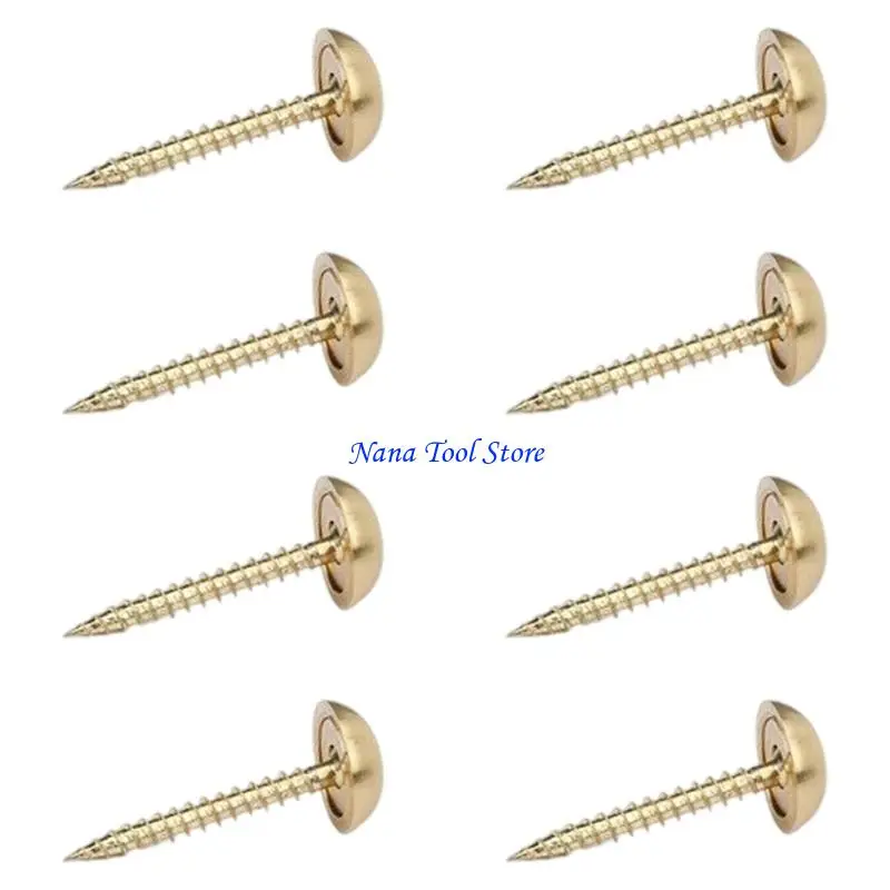 31GJ Antique Sturdy Brass Furniture Nails 9mm Domes Caps M3Thread Brass 8Pcs