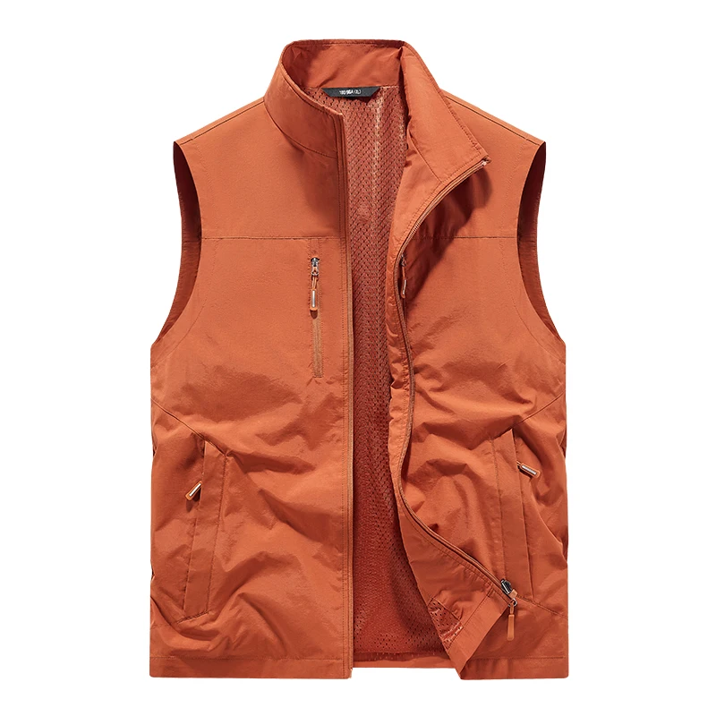 Spring New Men Waistcoat Outdoor Leisure Solid Color Vest Young Middle-aged Photography Fishing Casual Vest Jacket Male