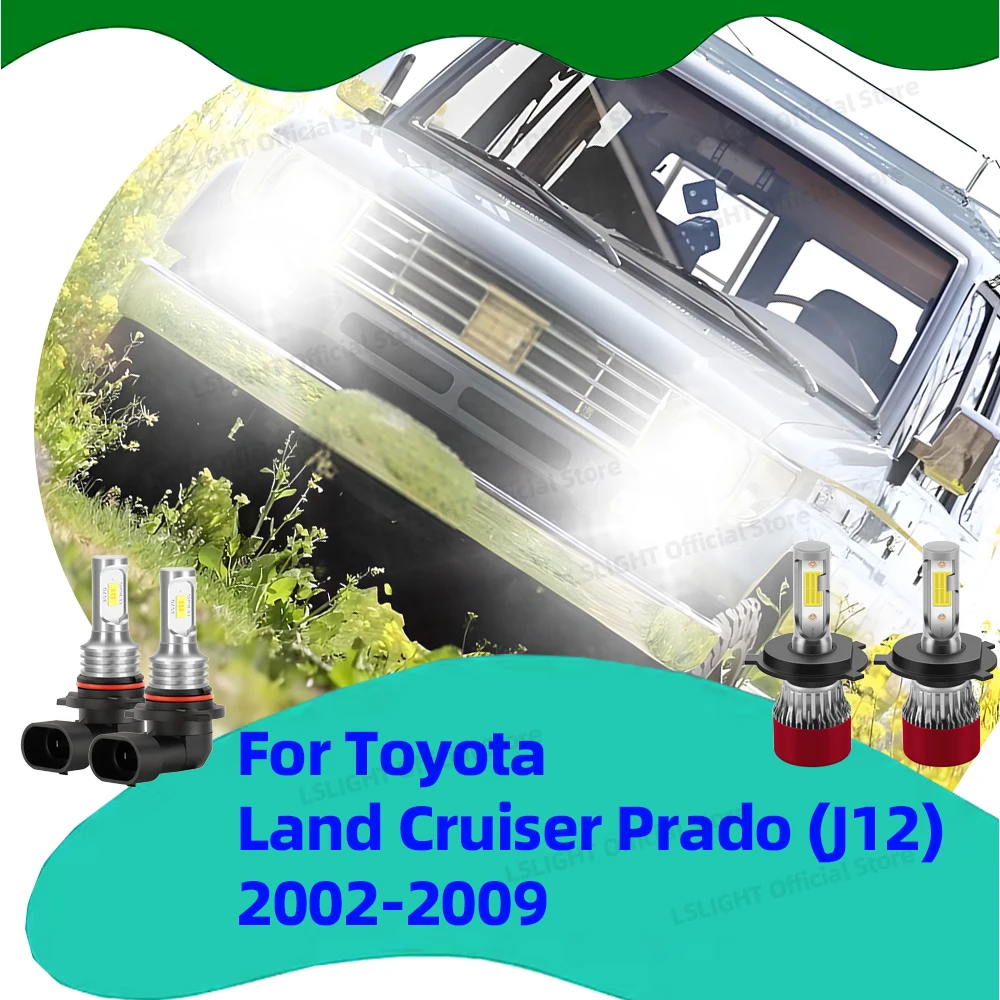 

2/4x Car Lamps For Toyota Land Cruiser Prado (J12) 2002-2009 LED Headlights Hi/Lo Beam Bulbs 6000K Bright White Fog Lampada 12V