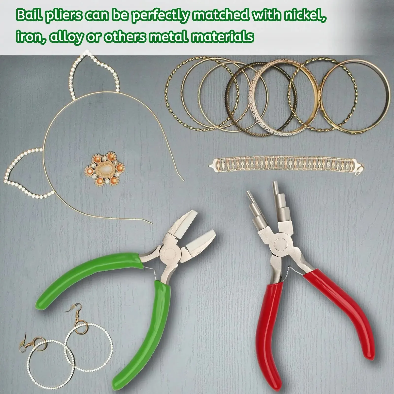 3Pcs Jewelry Pliers Kit with 6-in-1 Bail Making Looping Pliers Nylon Jaw Pliers Bent Nose Micro Pliers for Jewelry Making Crafts