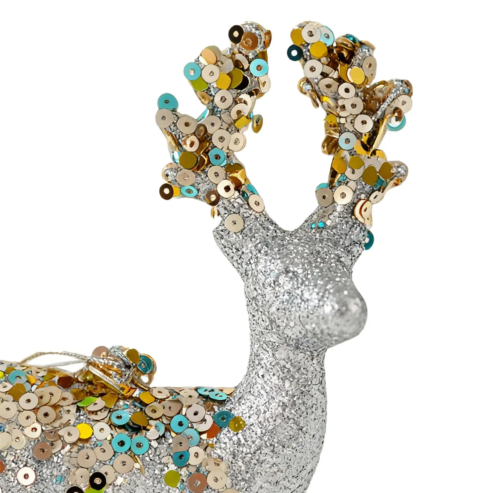 Christmas Reindeer Figurines Indoor Christmas Glitter Flocked Sculpture Table Decoration Statue Crafts For Collectors