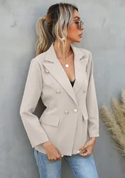 2024 New Women's Blazers Solid Color Lapel Button Fashion Jacket Commuter Long Sleeve Black Casual Coat for Women