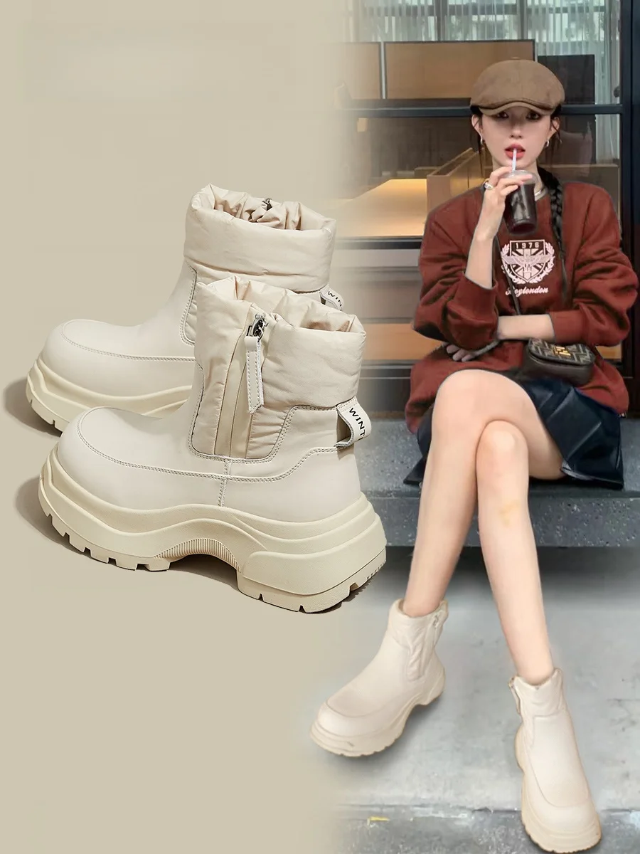

Snowelf Women's Boots Spring 2026 New Sle Inner Heightening Thi Bot Fce ort Casual Snow Boots