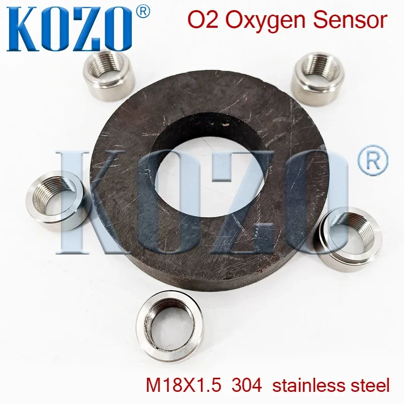 

High Quality O2 Oxygen Sensor STEPPED Notched Curve Notched Nut Recess Bung M18 X 1.5 Threads 304 Stainless -5-Pack