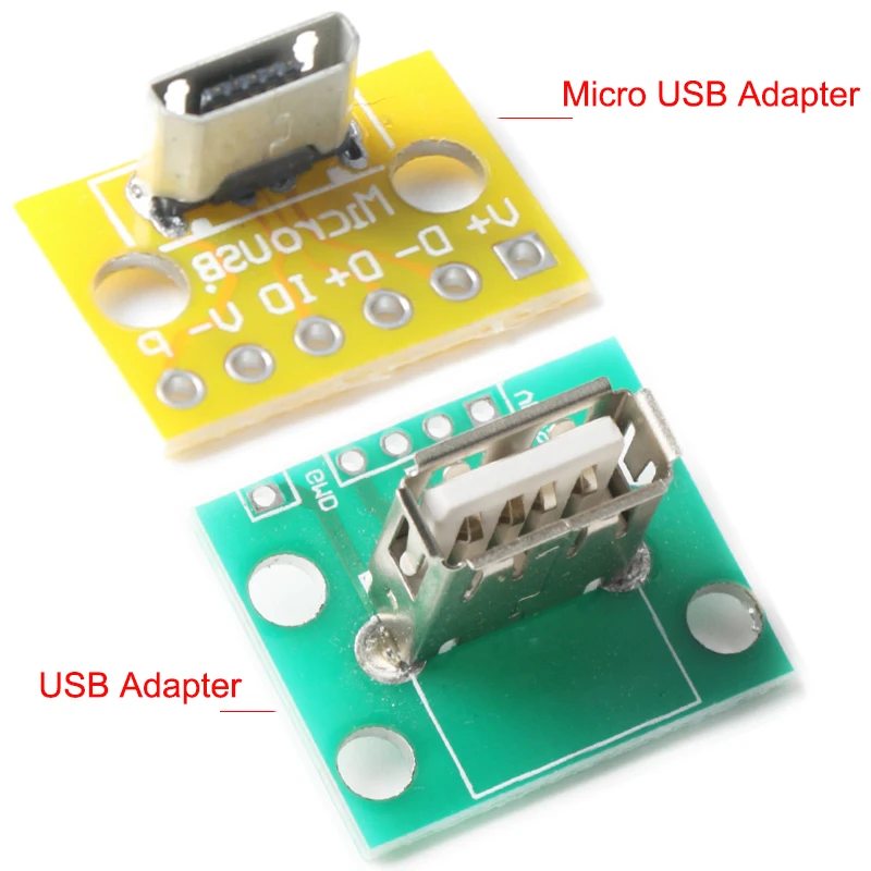 5Pcs Vertical USB Micro USB2.0 Female Head A/B Connector 2.54mm PCBConverter Adapter Breakout Board USB3.1 16P TYPE-C Mini