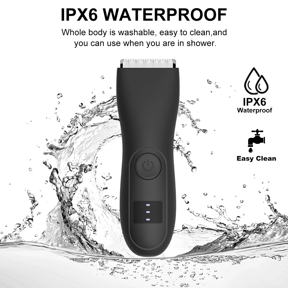 3-in-1 Body/Groin Trimmer for Men & Women - Ceramic Blade Shaver w/ Fast USB-C Charging, No-Nick Technology