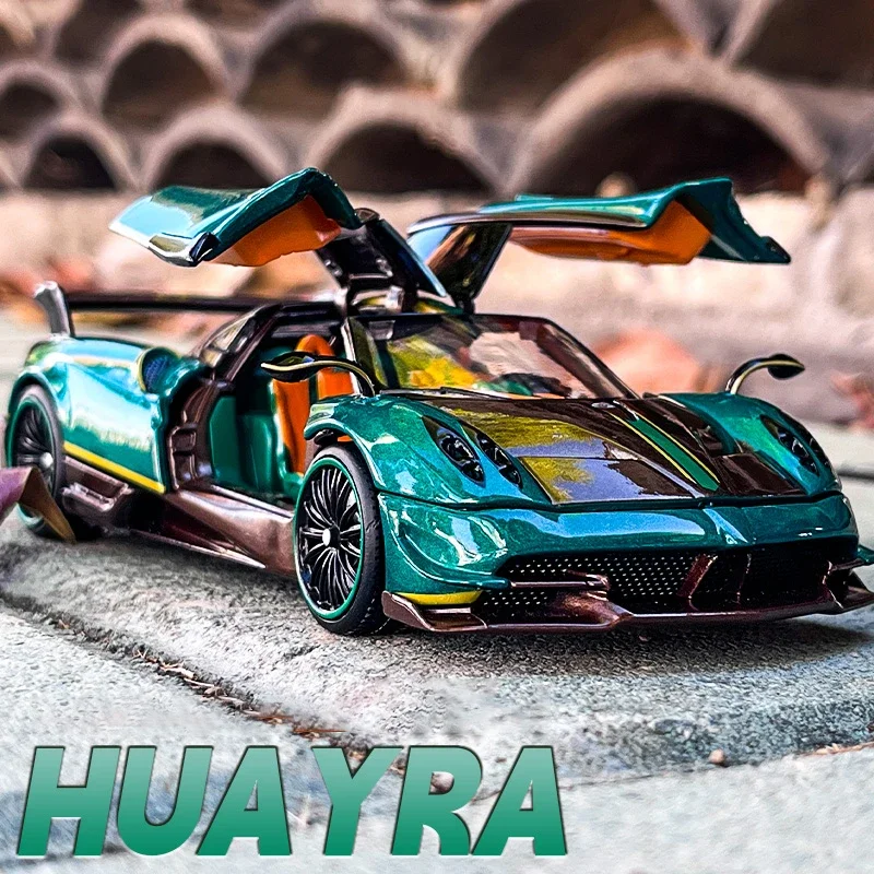 1:24 Pagani Huayra BC Supercar Alloy Die Cast Toy Car Model Sound and Light Pull Back Children\'s Toy Collectibles Birthday gift