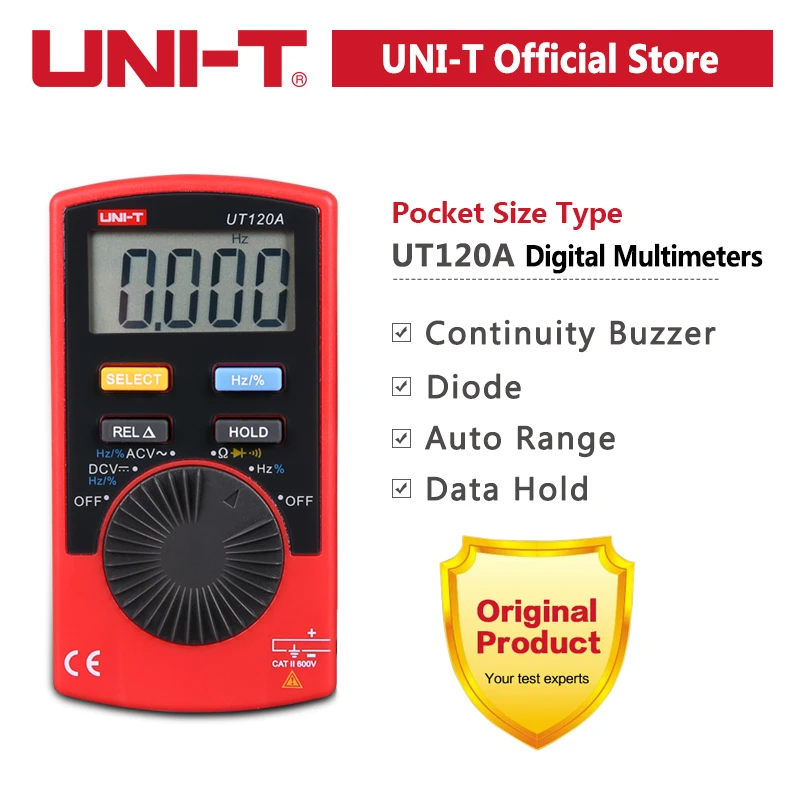 Цифровой мультиметр карманный, UNI-T UT120A, Частотный диод, Автоматический диапазон, удобство переноски