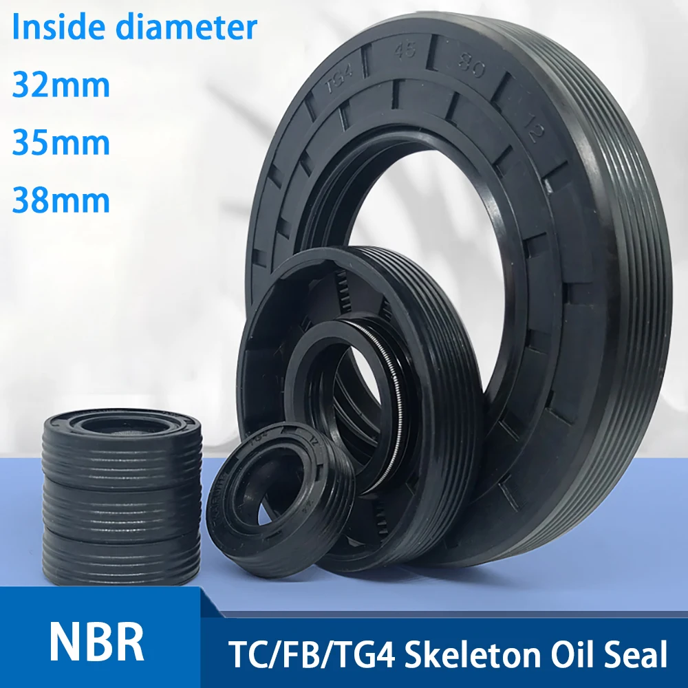 

TC/FB/TG4 NBR Shaft Oil Seal Nitrile Covered Double Lip With Spring ID32-38mm OD42-72mm Height 7mm-12mm Skeleton Oil Seal Rings