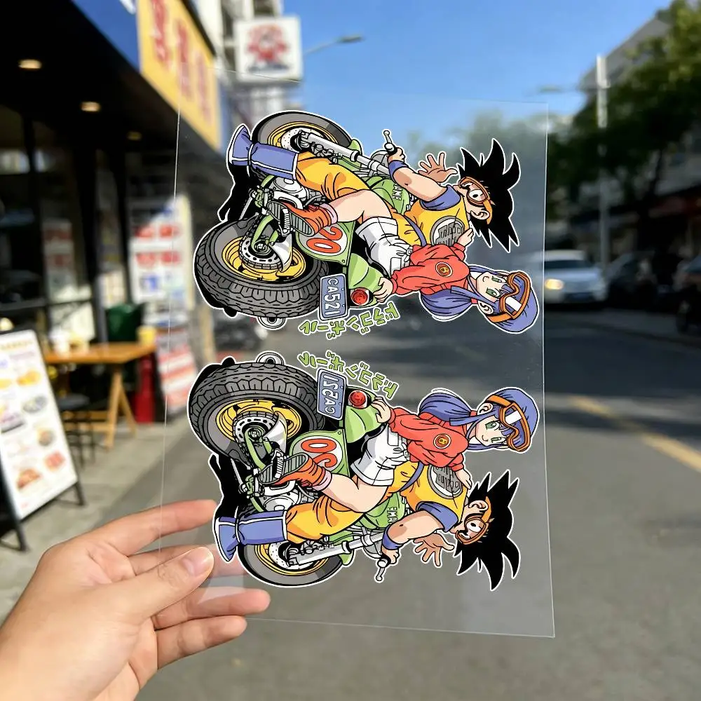 Dragon Ball Kid Goku, Bulma Waterproof Reflective Motorbike Stickers Easy Peel Removable Decals for Motorcycle Car