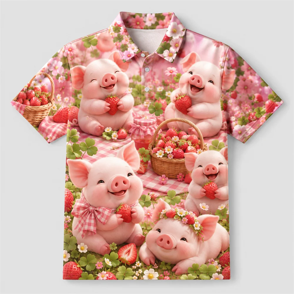 Aurora Snow Polar Bear 3D Printed Men Polo Shirt Lapel Short Sleeve Top Animal Graphic Tee For Summer Casual Golf Daily Outfit
