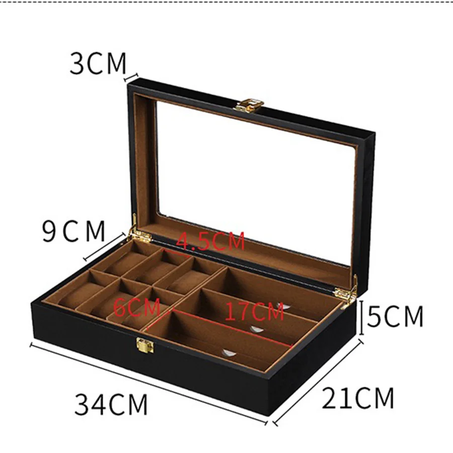 Luxury 6+3 Slots Handmade Watch Sunglass Organizer Time Box for Watch Holding Mul Tifunctional and Effective Storage Holiday Gif