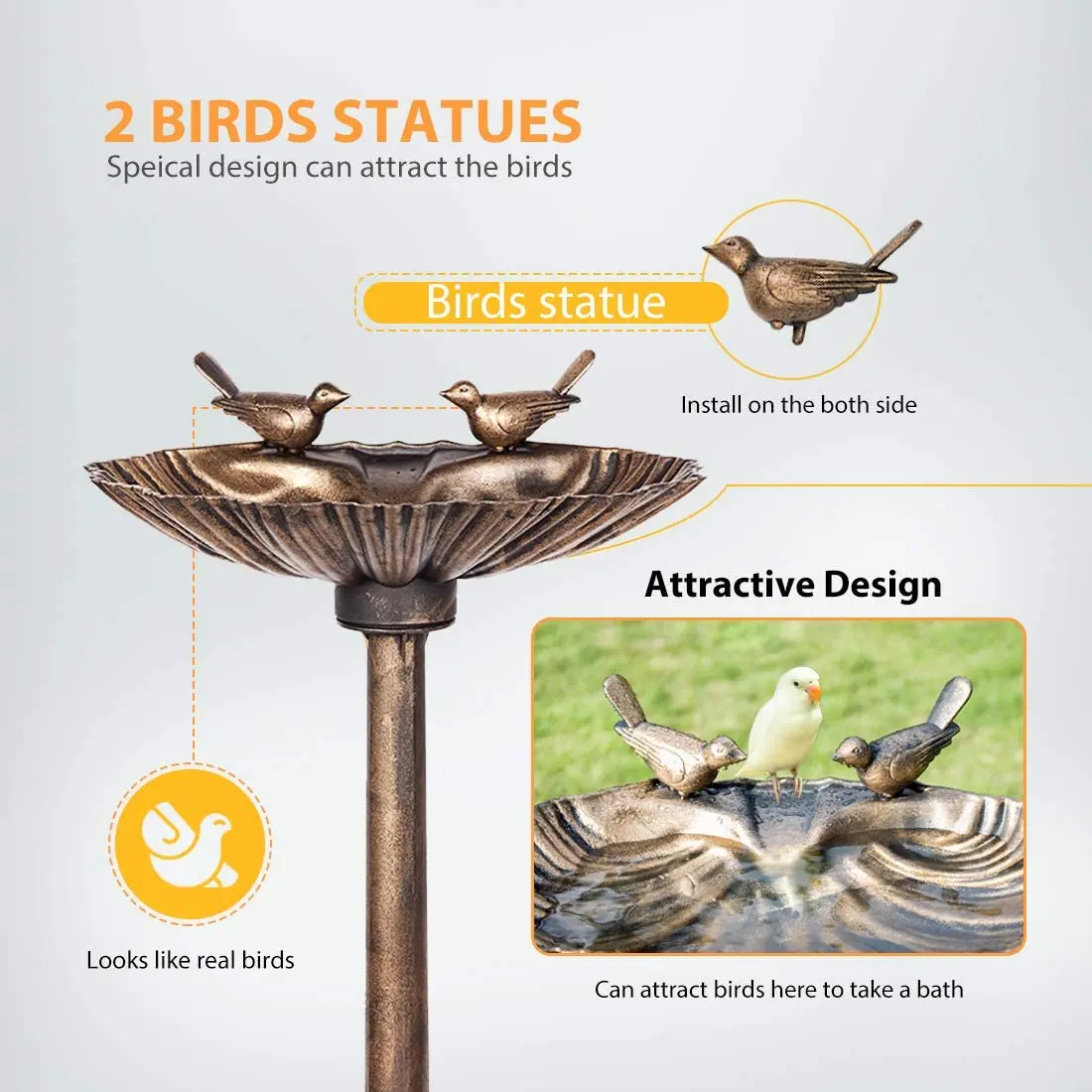 art color Resin bird bath Beautiful Outdoor Garden Yard Decoration