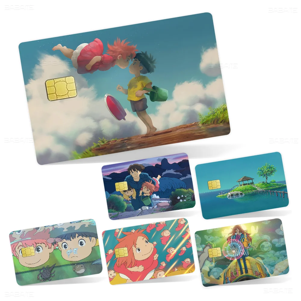 Cartoon P-Ponyo Anime Cartoon Bear Skin Sticker Film Tape Case For Big Credit Debit Card Front Side