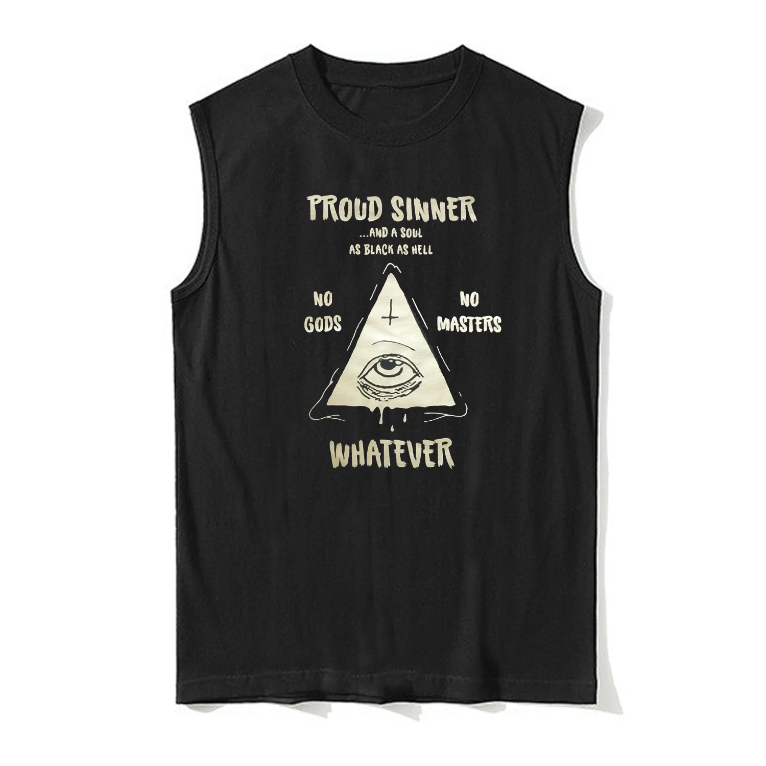 

Proud Sinner No God No Masters Occult Satanic Vests 100% Cotton O-Neck Summer Casual Mens Tank Top Sleeveless T-shirt