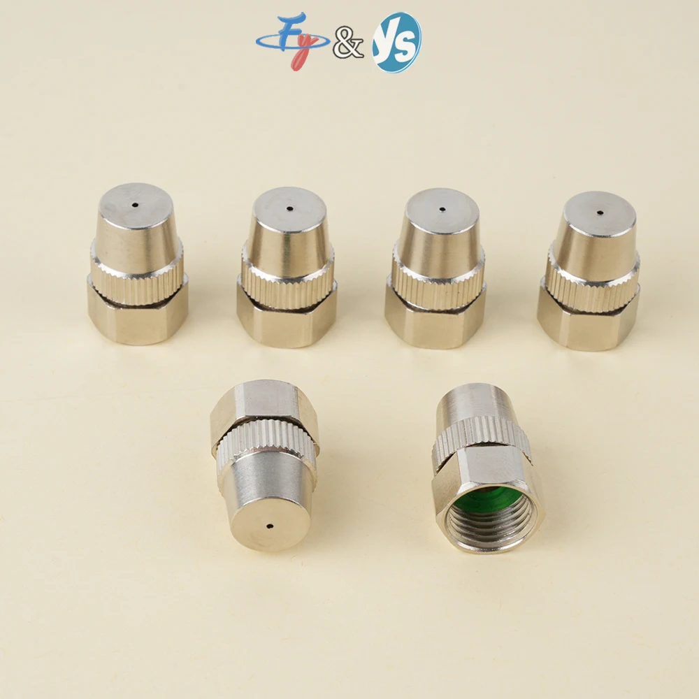 YS Industrial Mist Spray Nozzle - Adjustable Solid Cone Brass Nickel Plated Nozzle for Dust Control & Cooling & Removal