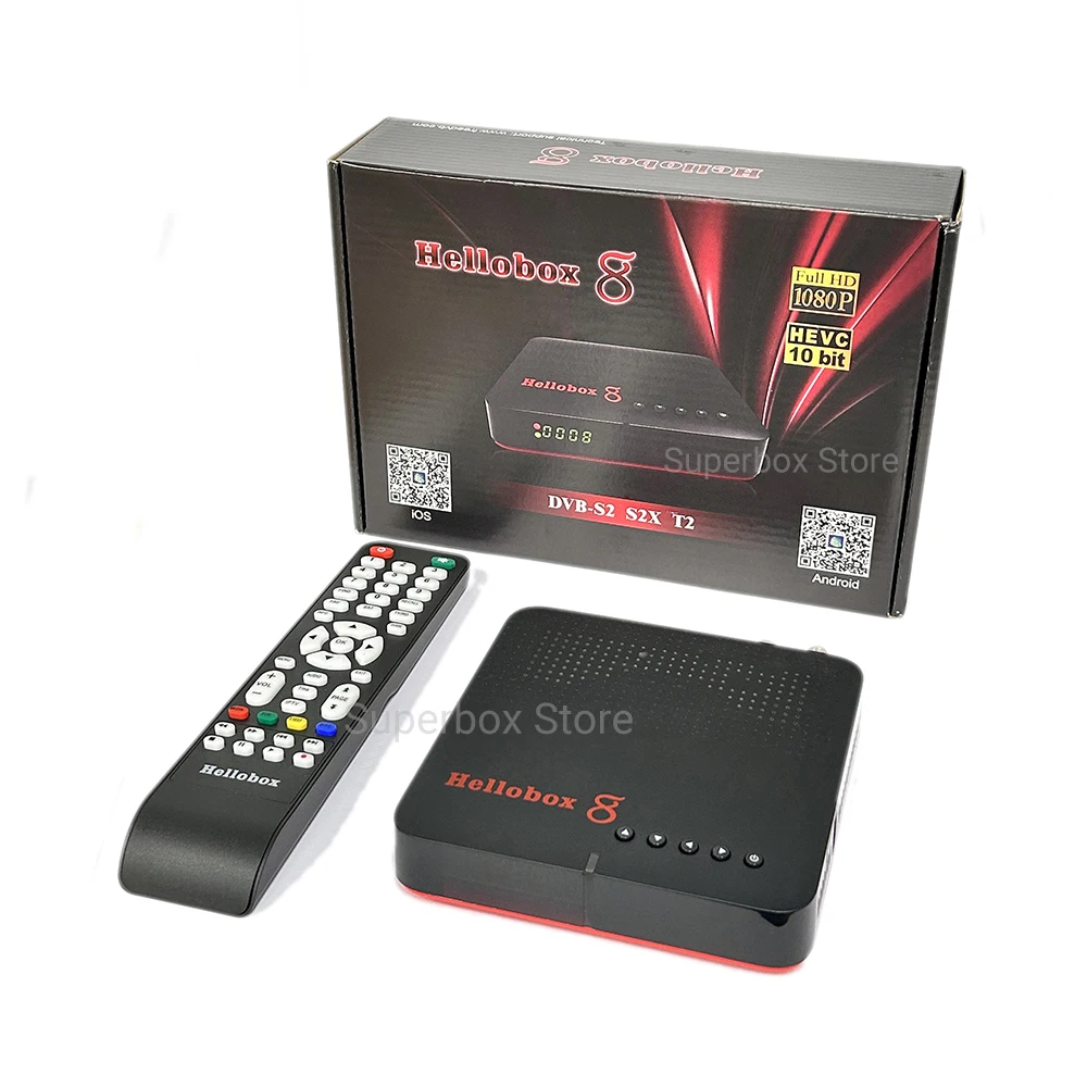 Hellobox8 Satellite TV Receiver DVB-S2X DVB-T2 Built-in WiFi Full HD 1080P HEVC 10bit RJ45 DVB Player Port Hellobox 8