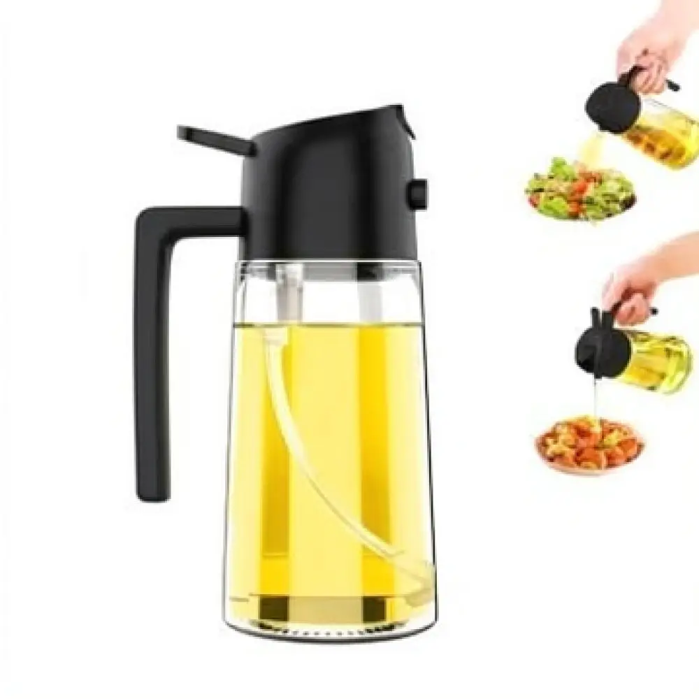 Kitchen Glass Oil Dispenser Spray Pouring 2 In 1 Bottle Vinegar Cruet Tools For Healthy Cooking BBQ Baking Oil Control Gadget