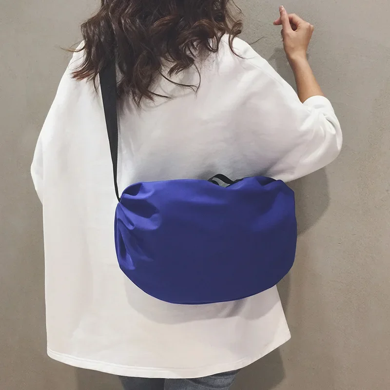 Bolsos de hombro plisados a la moda para mujer, bolso sencillo para ir al trabajo, bolso cruzado verde neón, bolsa deportiva de nailon para Fitness